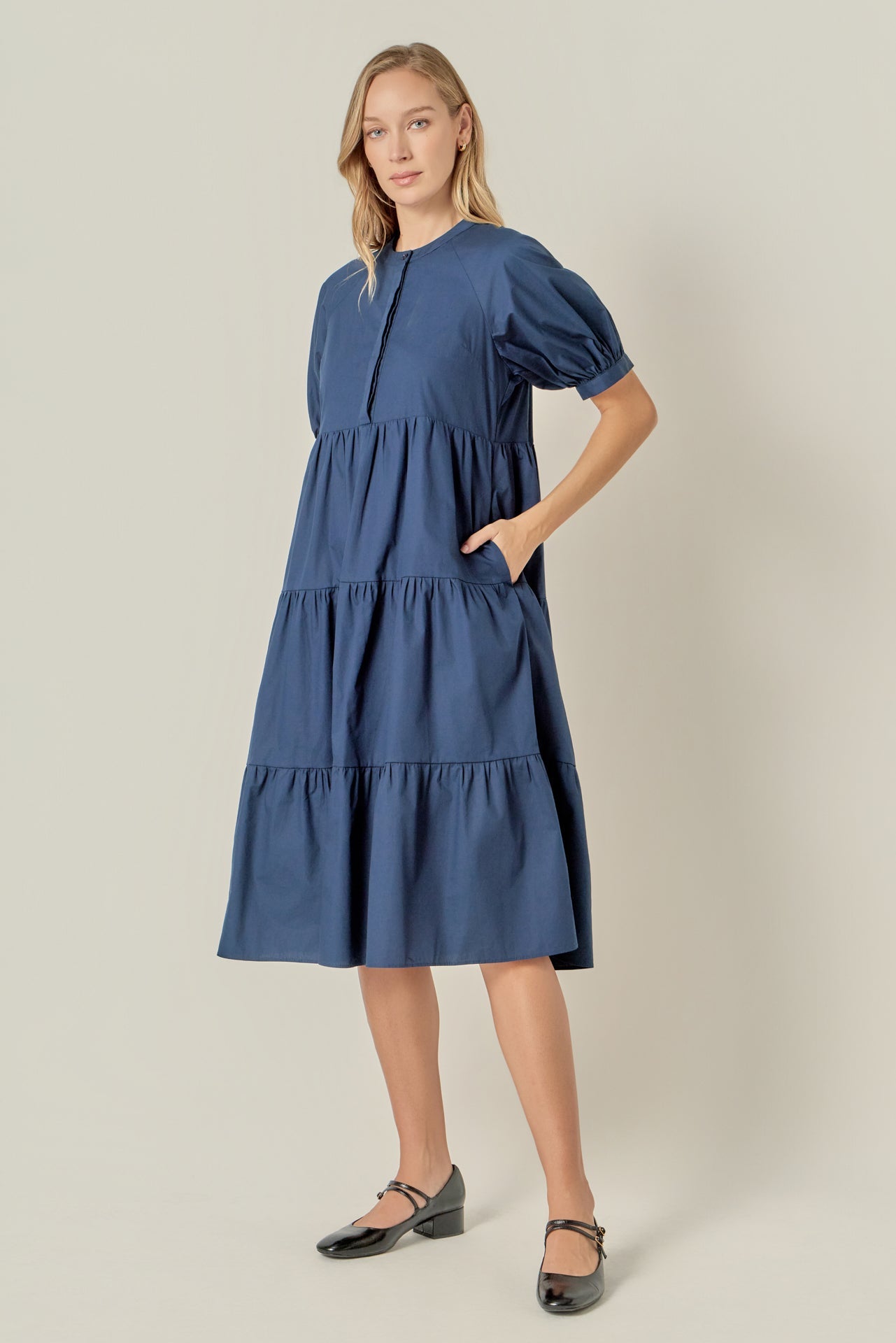 ENGLISH FACTORY - Short Puff Sleeve Midi Dress - DRESSES available at Objectrare