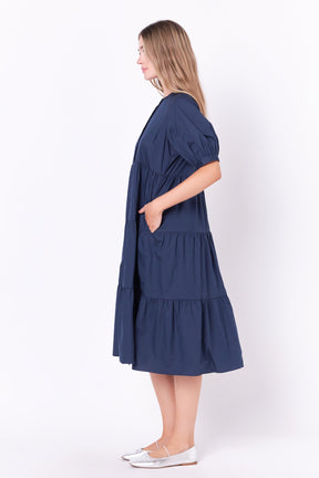 ENGLISH FACTORY - English Factory - Short Puff Sleeve Midi Dress - DRESSES available at Objectrare