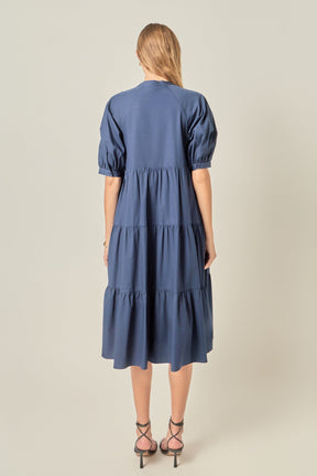 ENGLISH FACTORY - Short Puff Sleeve Midi Dress - DRESSES available at Objectrare