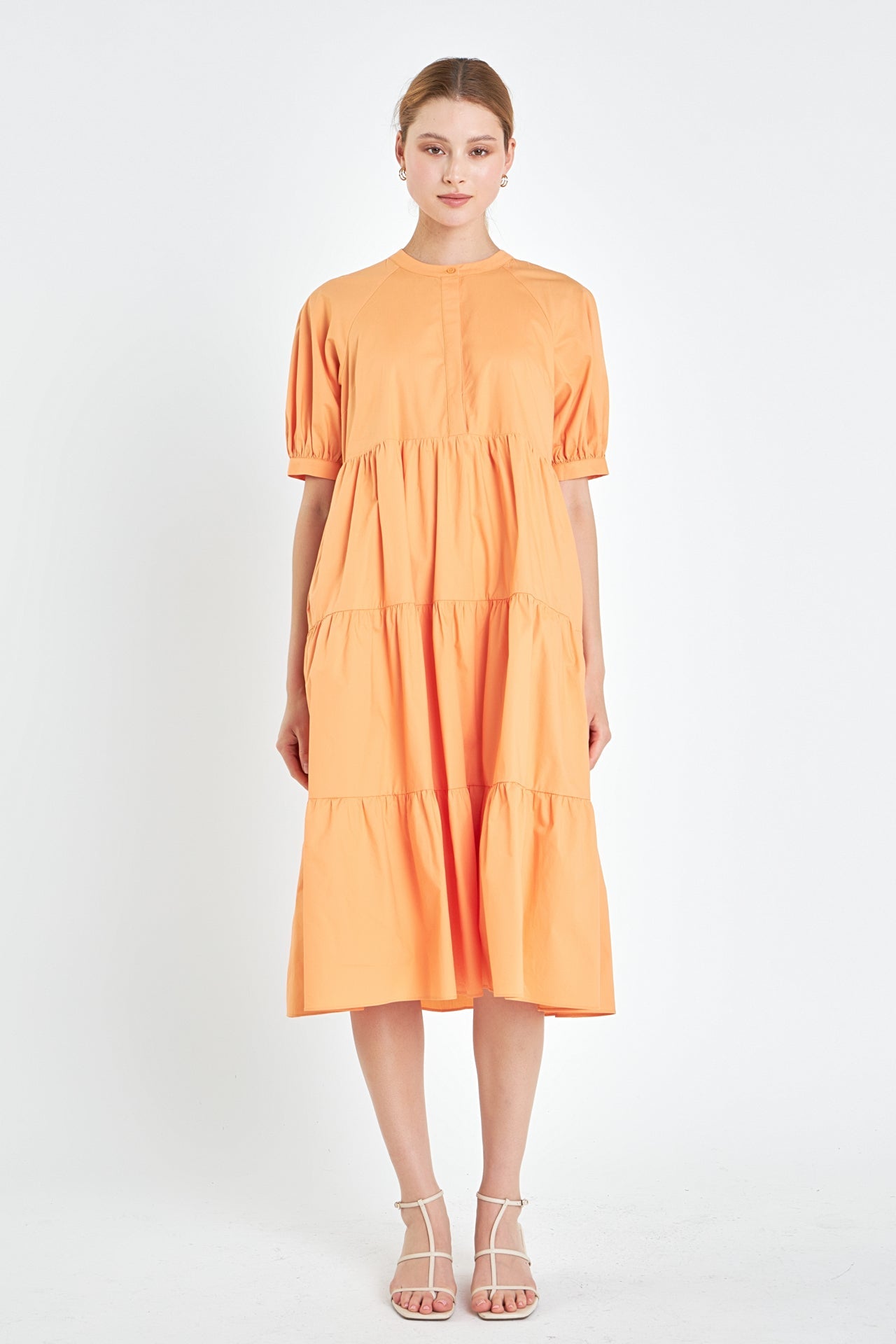 English Factory - Short Puff Sleeve Midi Dress