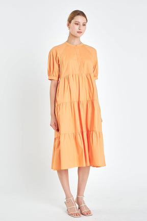 English Factory - Short Puff Sleeve Midi Dress