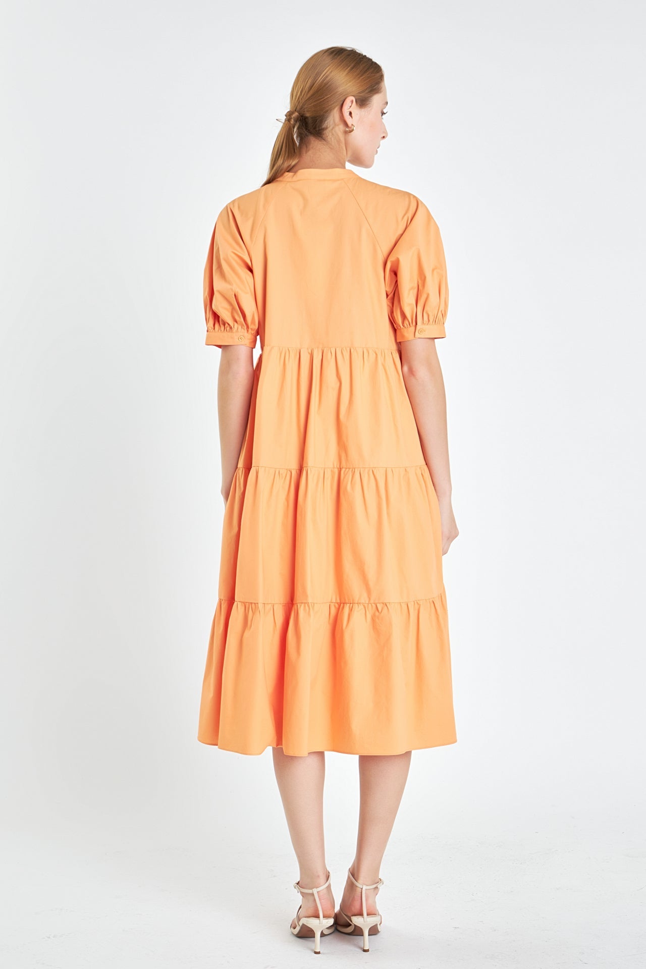 English Factory - Short Puff Sleeve Midi Dress