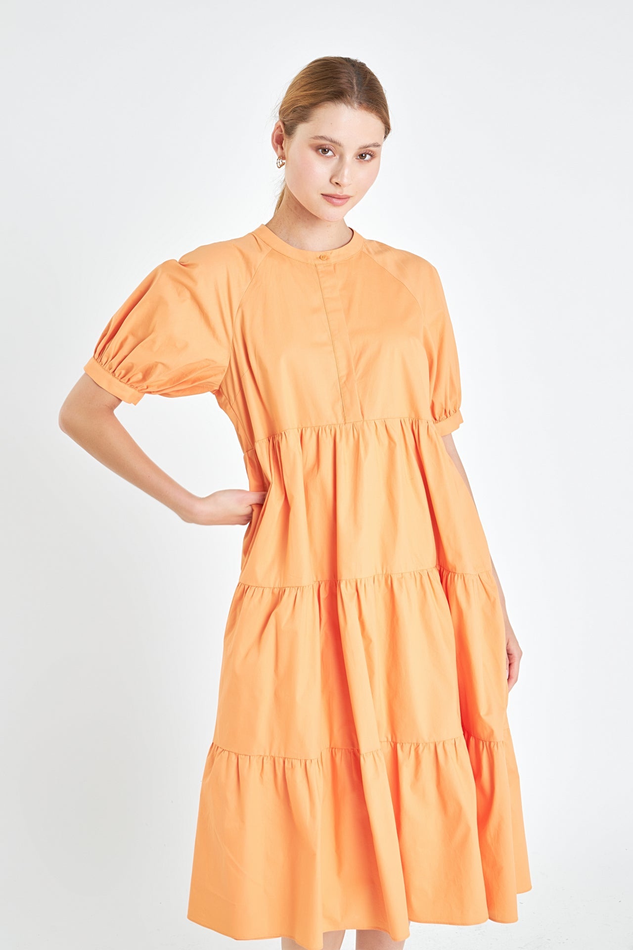 English Factory - Short Puff Sleeve Midi Dress