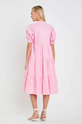 ENGLISH FACTORY - English Factory - Short Puff Sleeve Midi Dress - DRESSES available at Objectrare