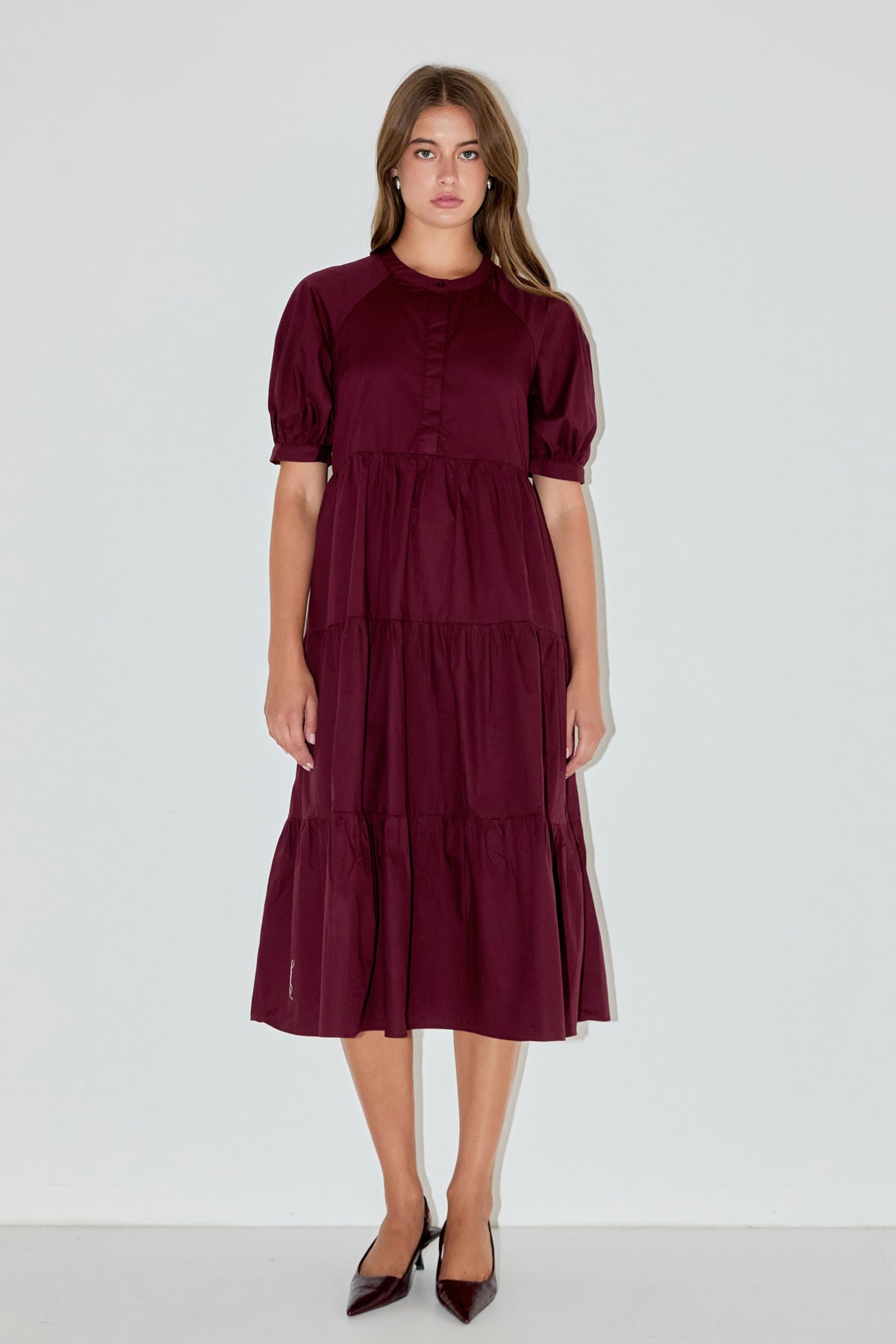ENGLISH FACTORY - Short Puff Sleeve Midi Dress - DRESSES available at Objectrare