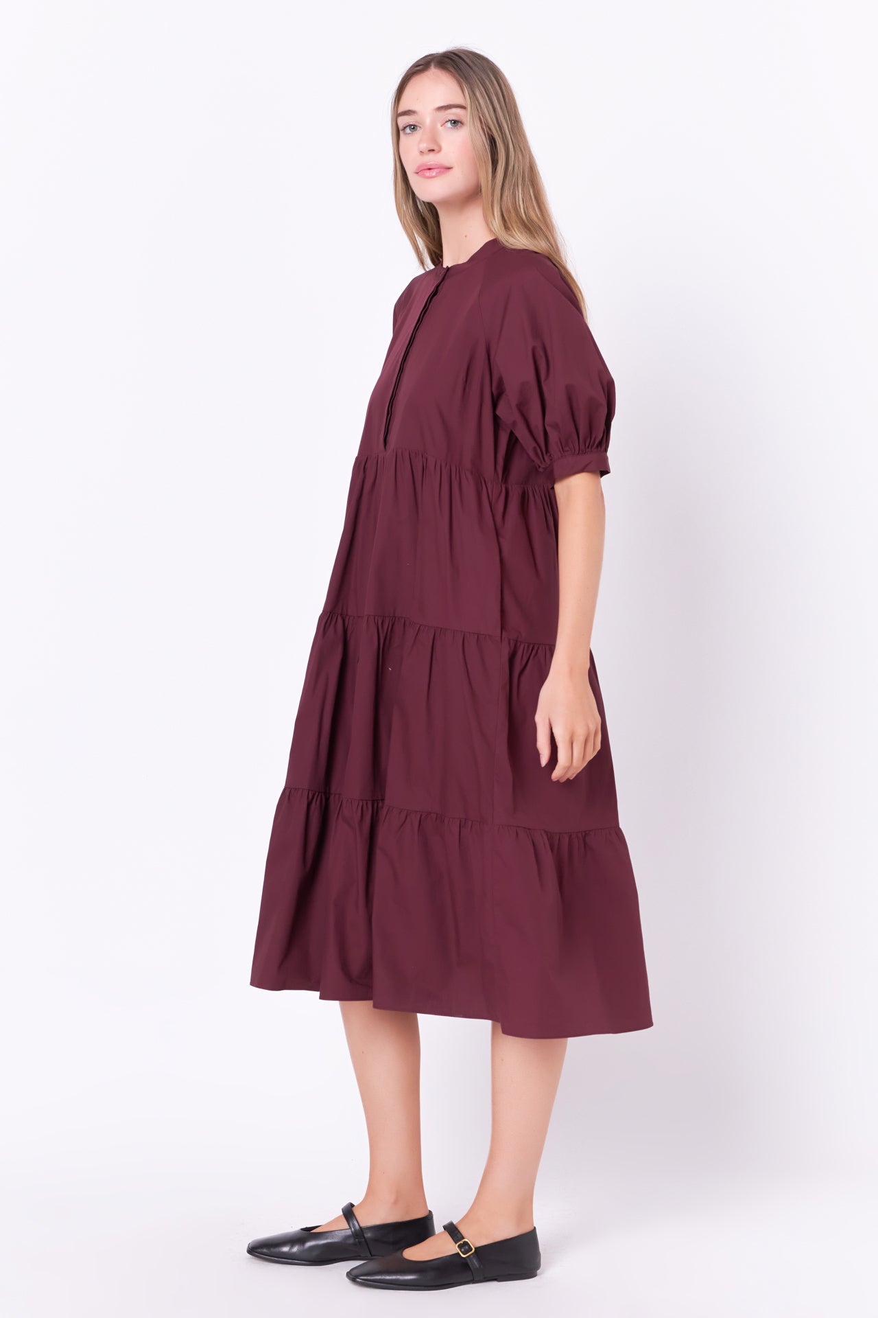 English Factory - Short Puff Sleeve Midi Dress