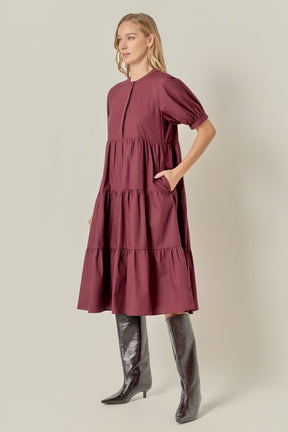 ENGLISH FACTORY - Short Puff Sleeve Midi Dress - DRESSES available at Objectrare