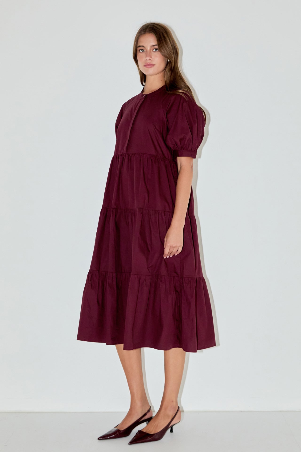 ENGLISH FACTORY - Short Puff Sleeve Midi Dress - DRESSES available at Objectrare