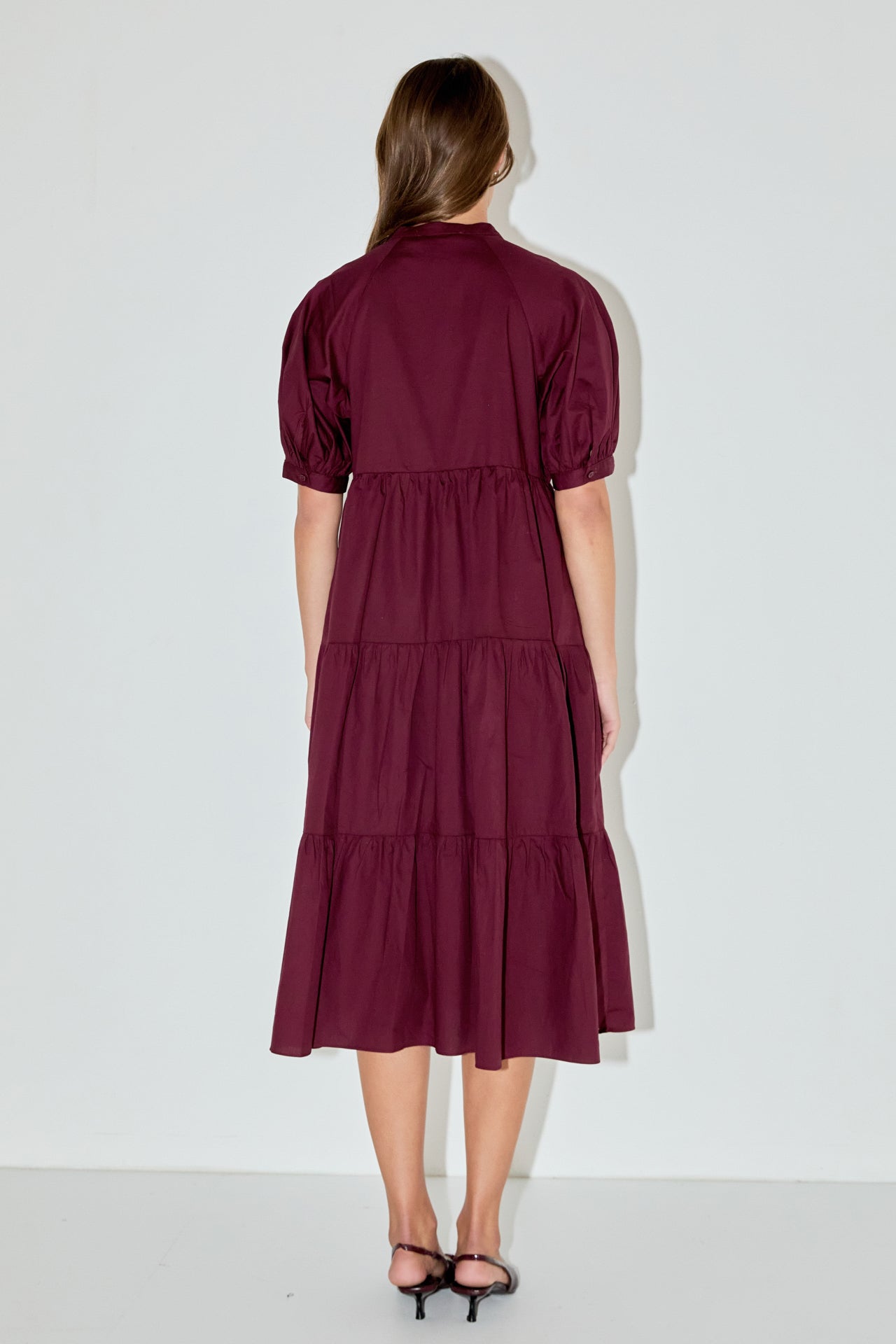 ENGLISH FACTORY - Short Puff Sleeve Midi Dress - DRESSES available at Objectrare