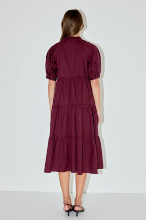 ENGLISH FACTORY - Short Puff Sleeve Midi Dress - DRESSES available at Objectrare