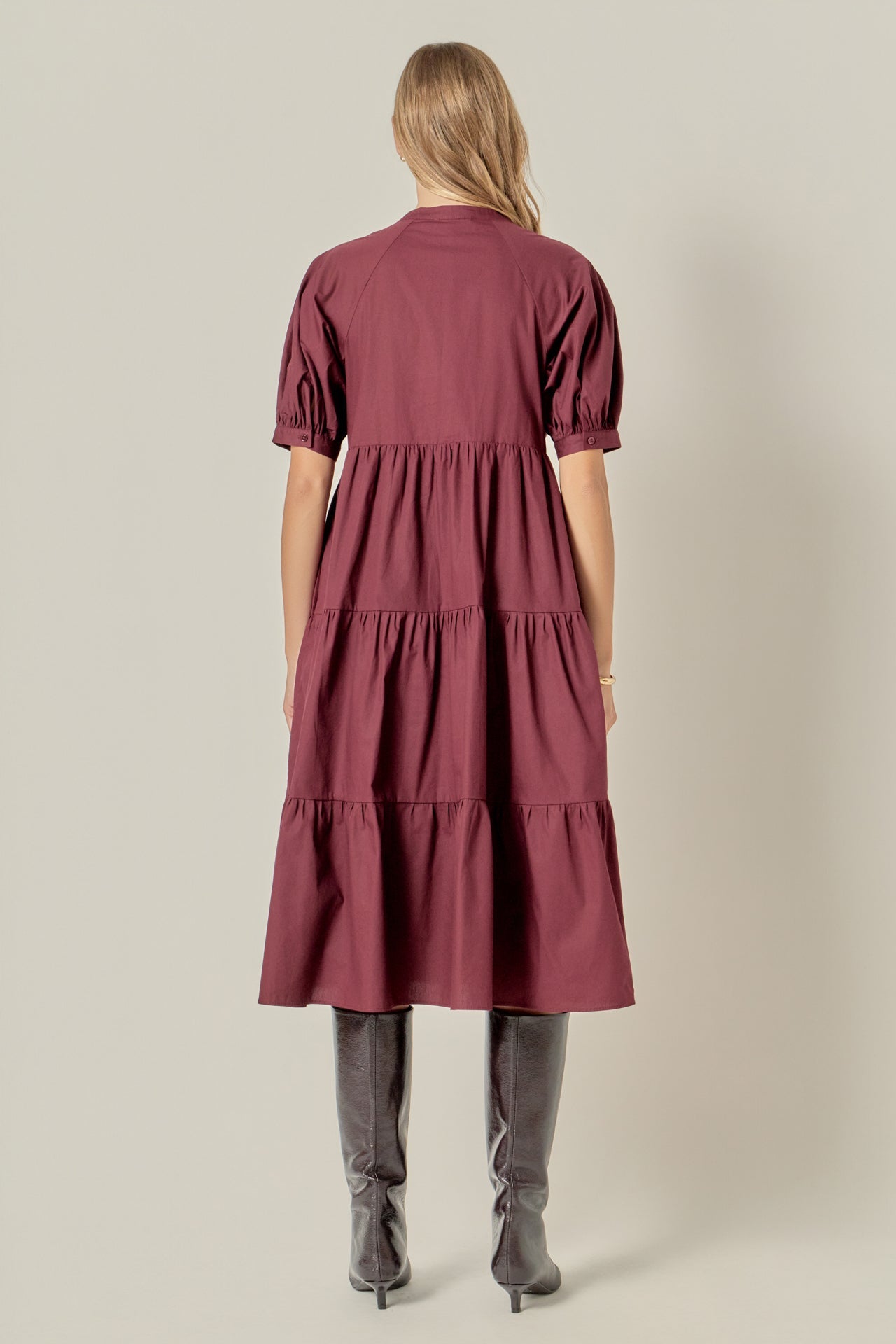 ENGLISH FACTORY - Short Puff Sleeve Midi Dress - DRESSES available at Objectrare