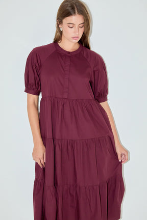 ENGLISH FACTORY - Short Puff Sleeve Midi Dress - DRESSES available at Objectrare