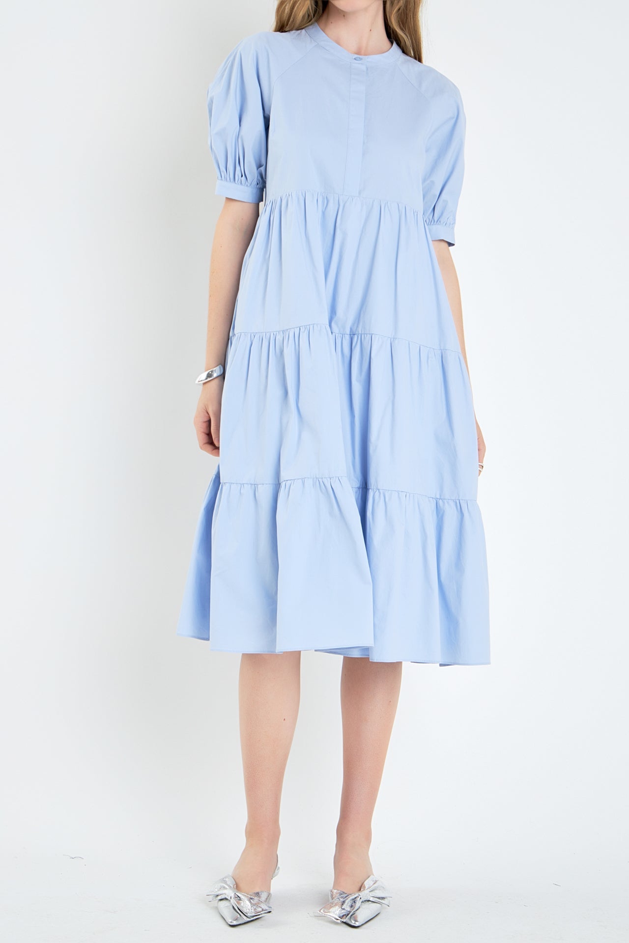 English Factory - Short Puff Sleeve Midi Dress