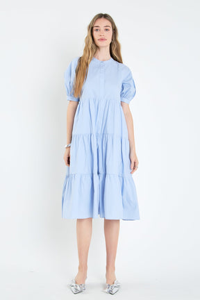 English Factory - Short Puff Sleeve Midi Dress