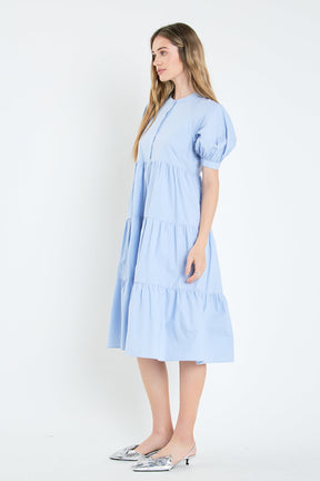 Short Puff Sleeve Midi Dress