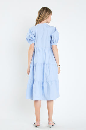 ENGLISH FACTORY - Short Puff Sleeve Midi Dress - DRESSES available at Objectrare