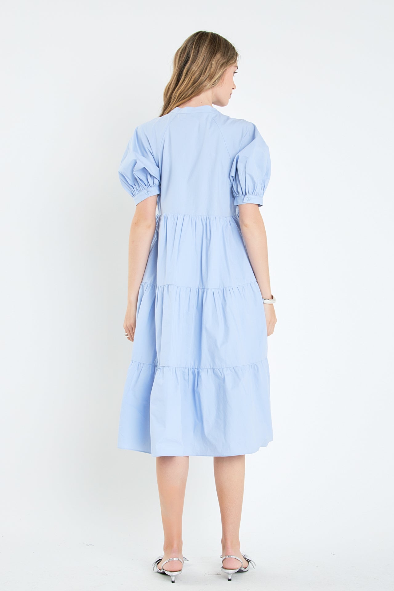 English Factory - Short Puff Sleeve Midi Dress