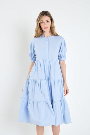 English Factory - Short Puff Sleeve Midi Dress