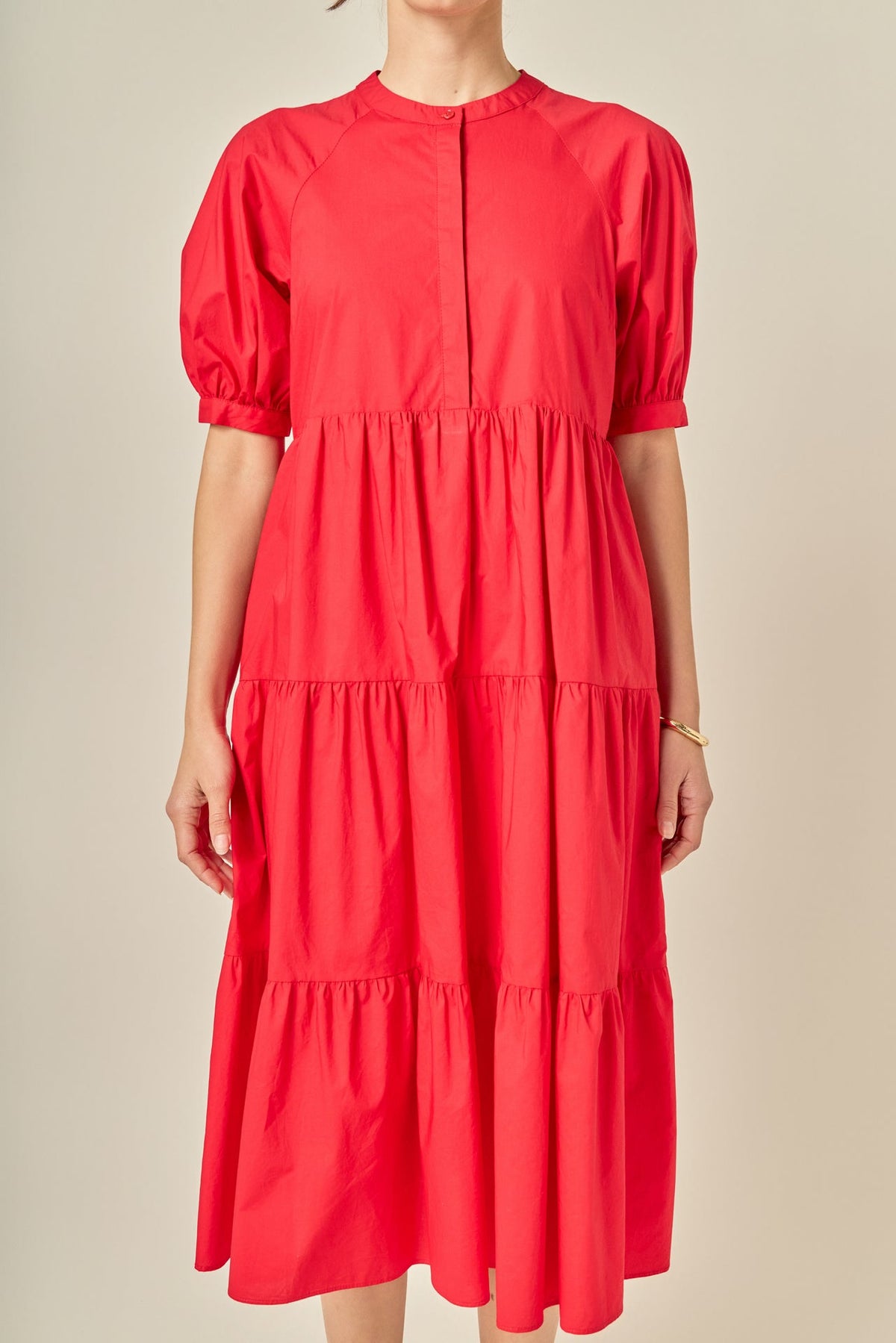 ENGLISH FACTORY - Short Puff Sleeve Midi Dress - DRESSES available at Objectrare