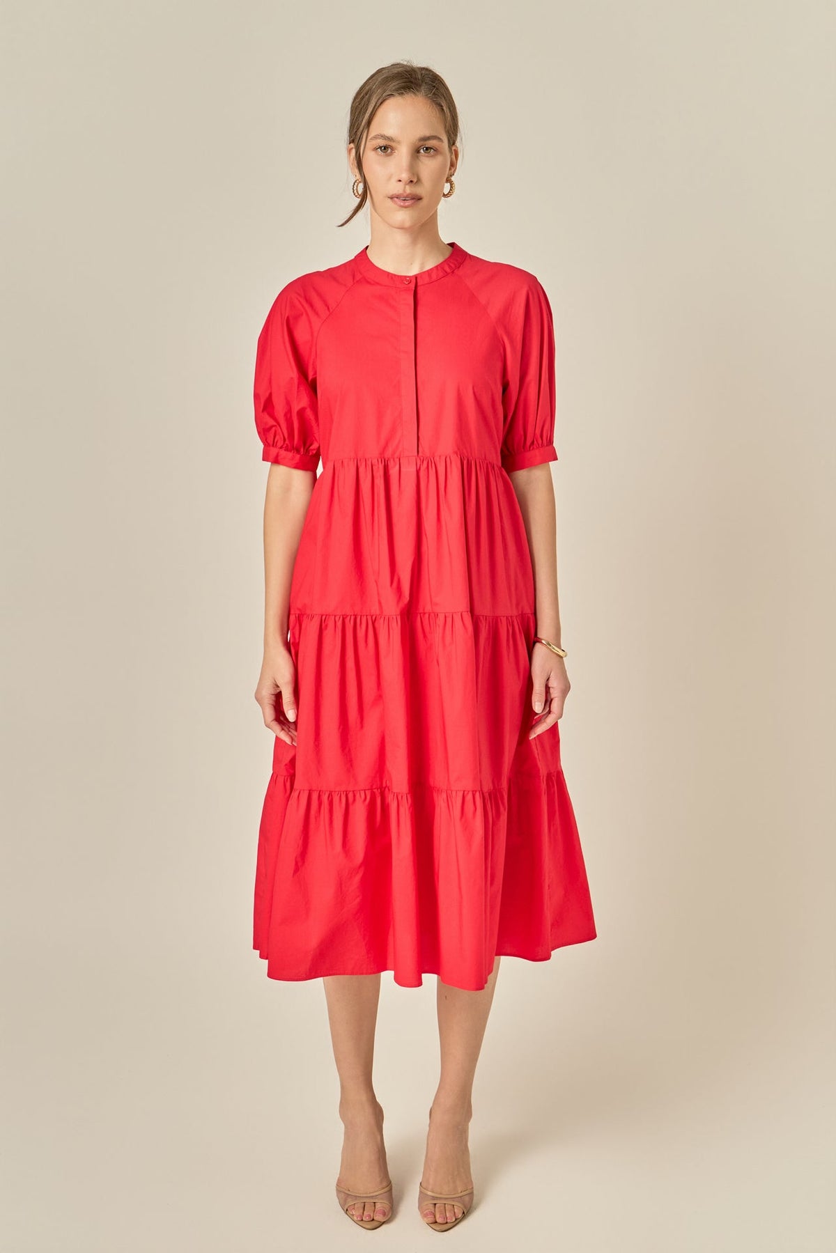 ENGLISH FACTORY - Short Puff Sleeve Midi Dress - DRESSES available at Objectrare