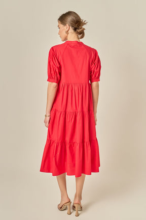 ENGLISH FACTORY - Short Puff Sleeve Midi Dress - DRESSES available at Objectrare