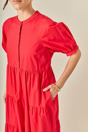 ENGLISH FACTORY - Short Puff Sleeve Midi Dress - DRESSES available at Objectrare