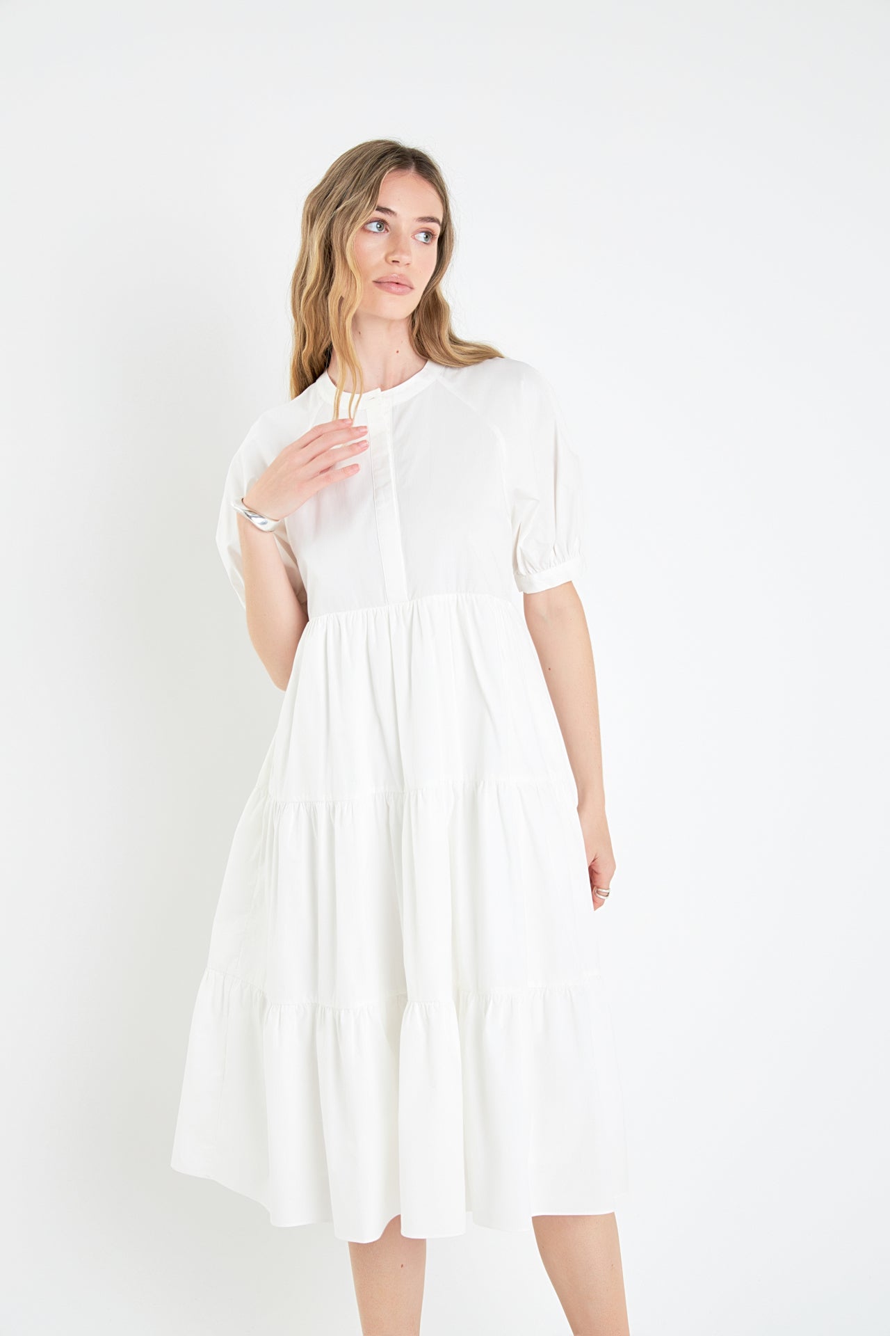 ENGLISH FACTORY - Short Puff Sleeve Midi Dress - DRESSES available at Objectrare