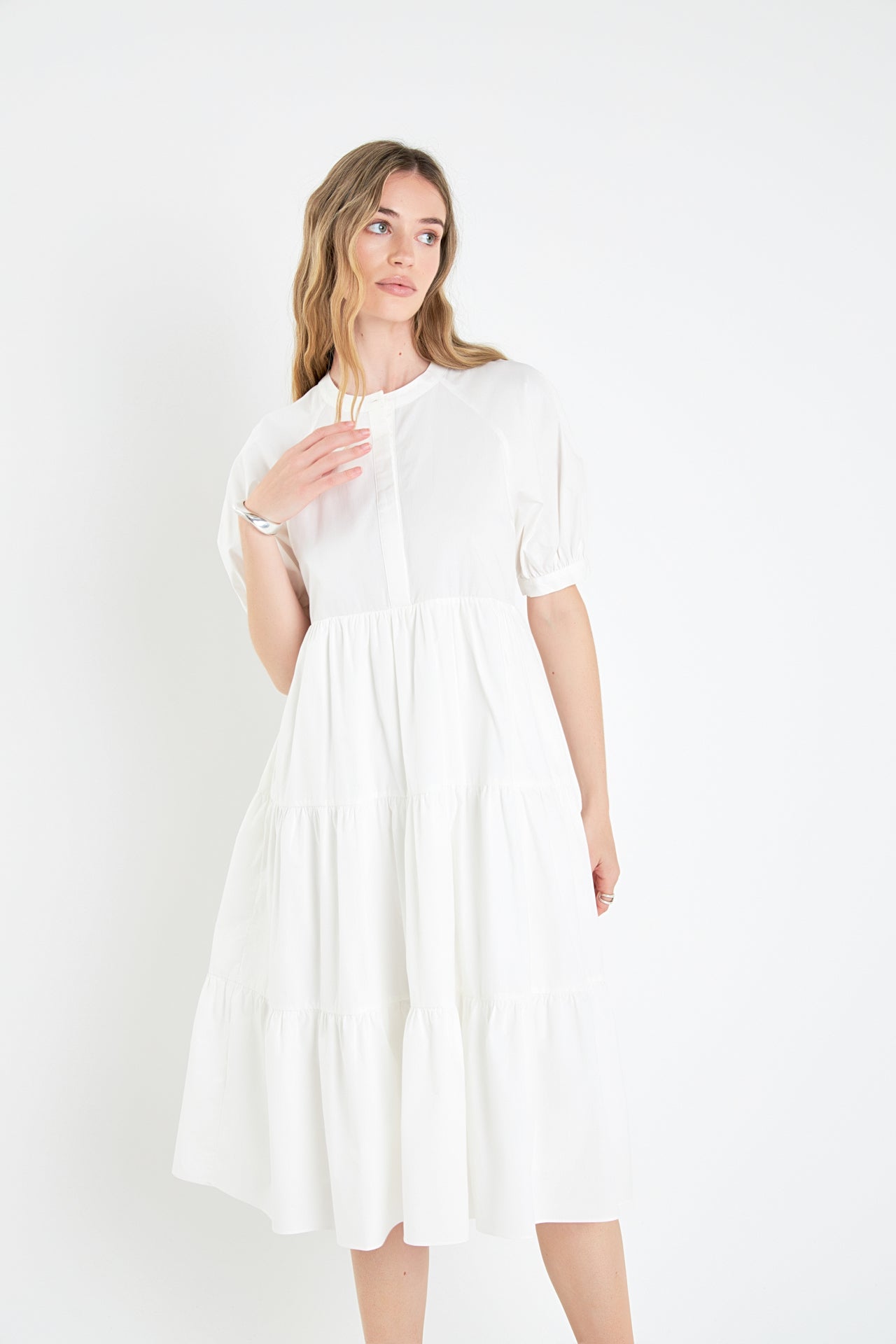 ENGLISH FACTORY - English Factory - Short Puff Sleeve Midi Dress - DRESSES available at Objectrare