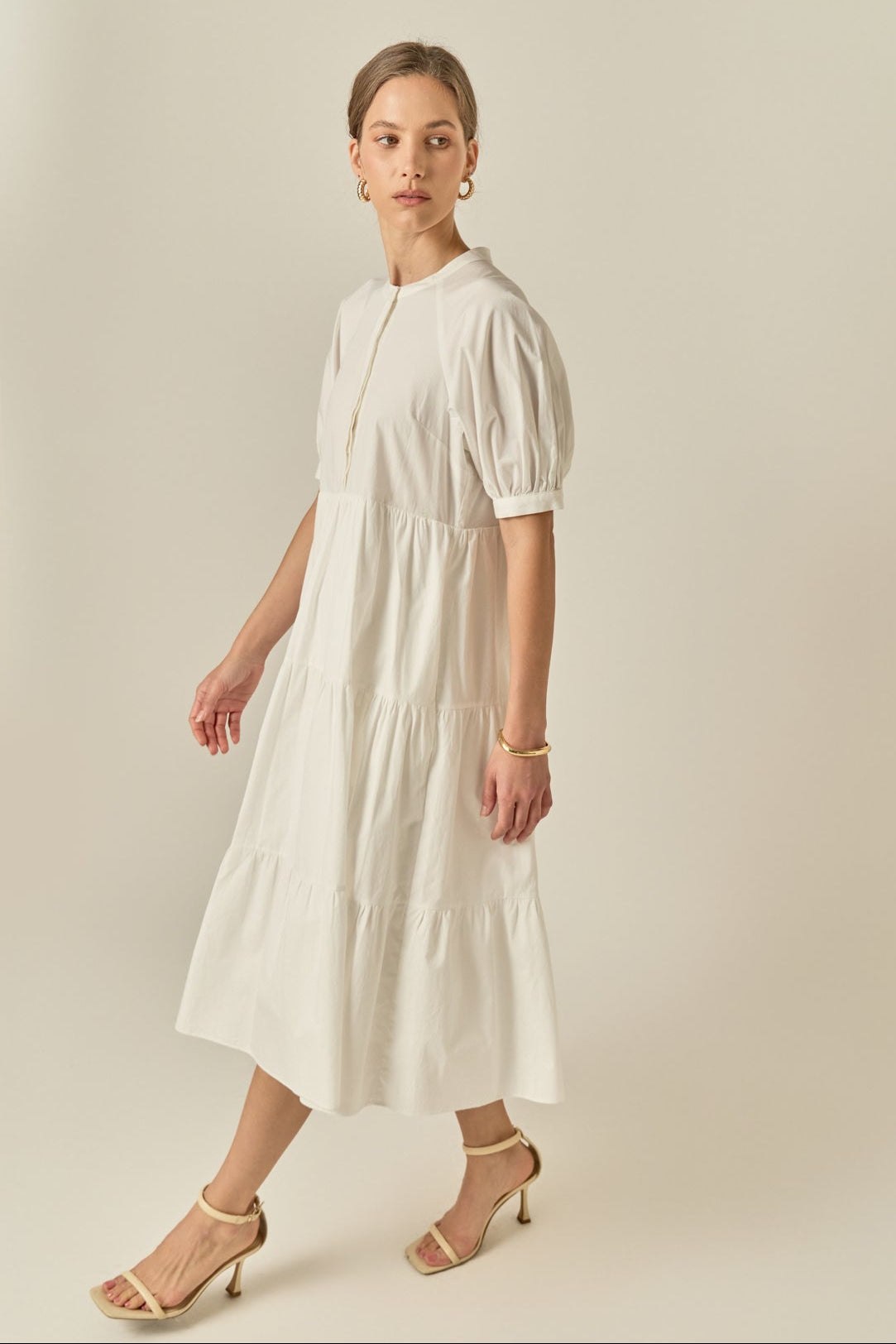 ENGLISH FACTORY - Short Puff Sleeve Midi Dress With Pockets - DRESSES available at Objectrare