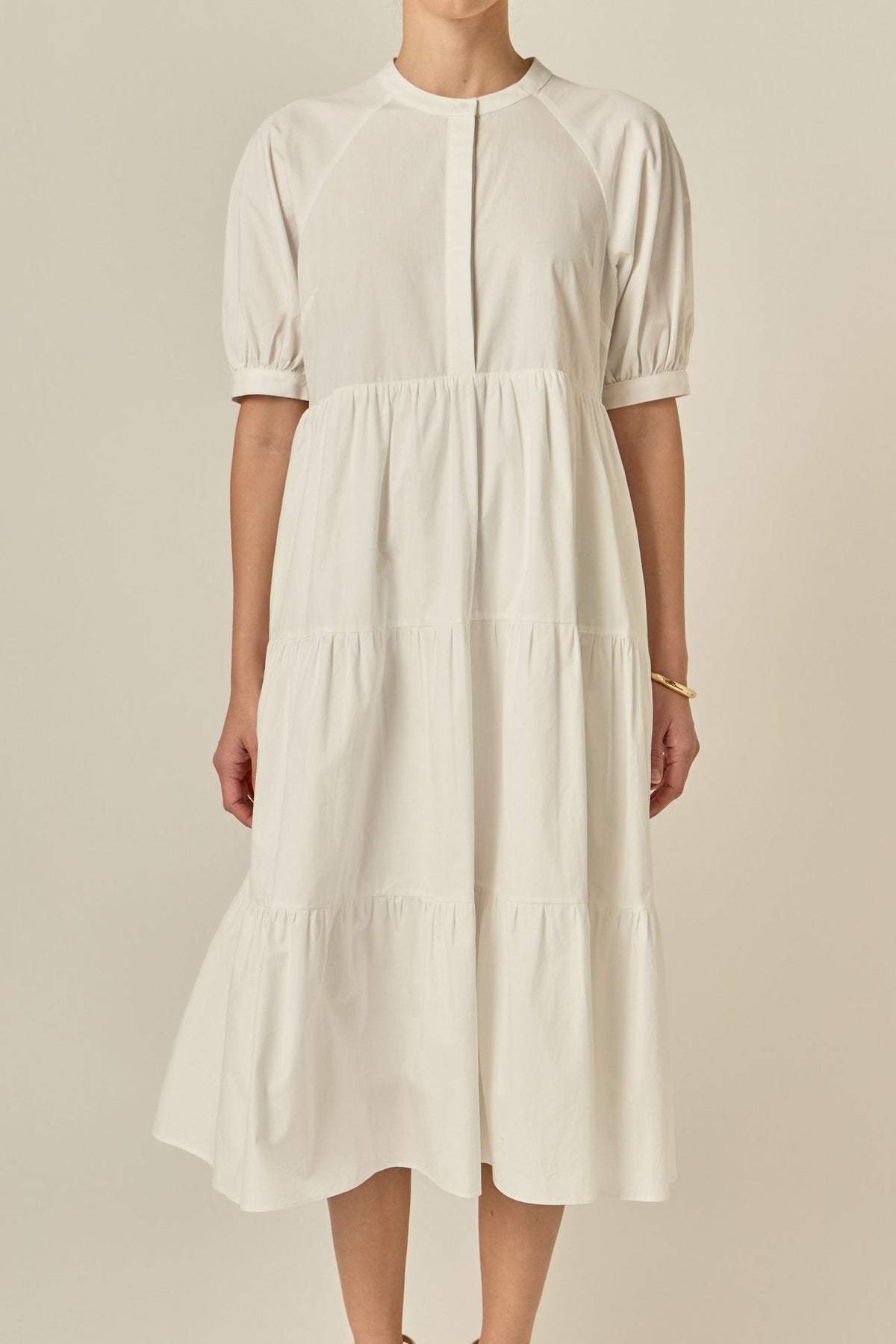 ENGLISH FACTORY - Short Puff Sleeve Midi Dress With Pockets - DRESSES available at Objectrare