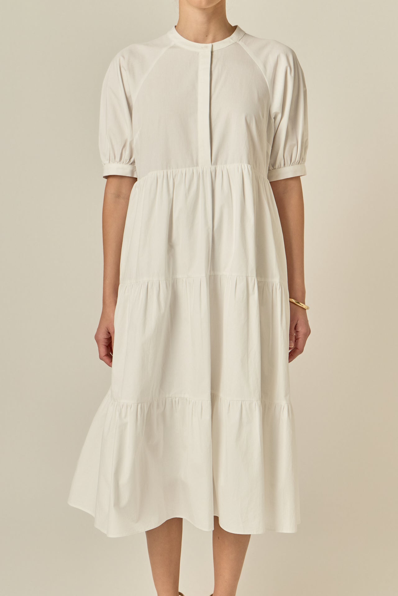 ENGLISH FACTORY - Short Puff Sleeve Midi Dress With Pockets - DRESSES available at Objectrare