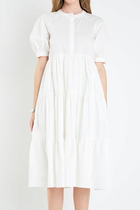 ENGLISH FACTORY - English Factory - Short Puff Sleeve Midi Dress - DRESSES available at Objectrare