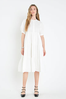 ENGLISH FACTORY - English Factory - Short Puff Sleeve Midi Dress - DRESSES available at Objectrare