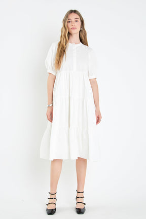 ENGLISH FACTORY - English Factory - Short Puff Sleeve Midi Dress - DRESSES available at Objectrare