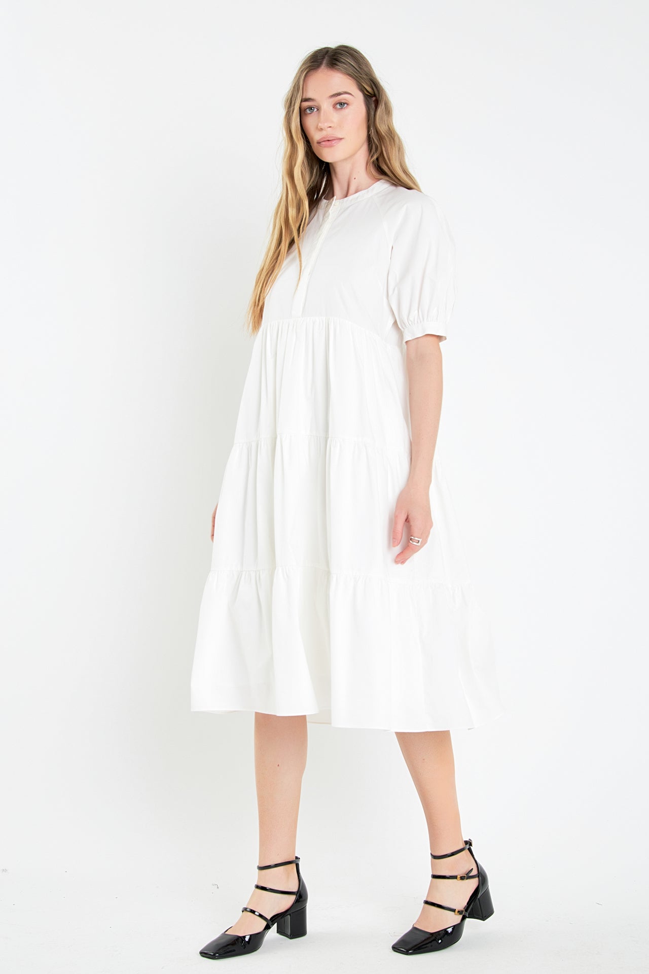 ENGLISH FACTORY - English Factory - Short Puff Sleeve Midi Dress - DRESSES available at Objectrare