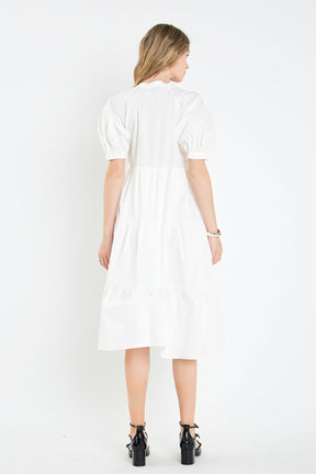 ENGLISH FACTORY - English Factory - Short Puff Sleeve Midi Dress - DRESSES available at Objectrare