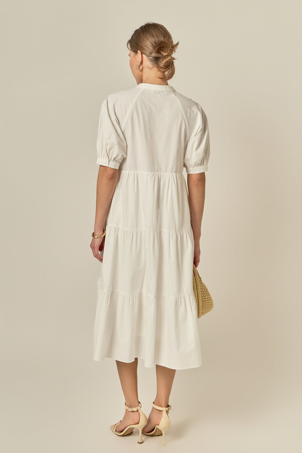 ENGLISH FACTORY - Short Puff Sleeve Midi Dress With Pockets - DRESSES available at Objectrare