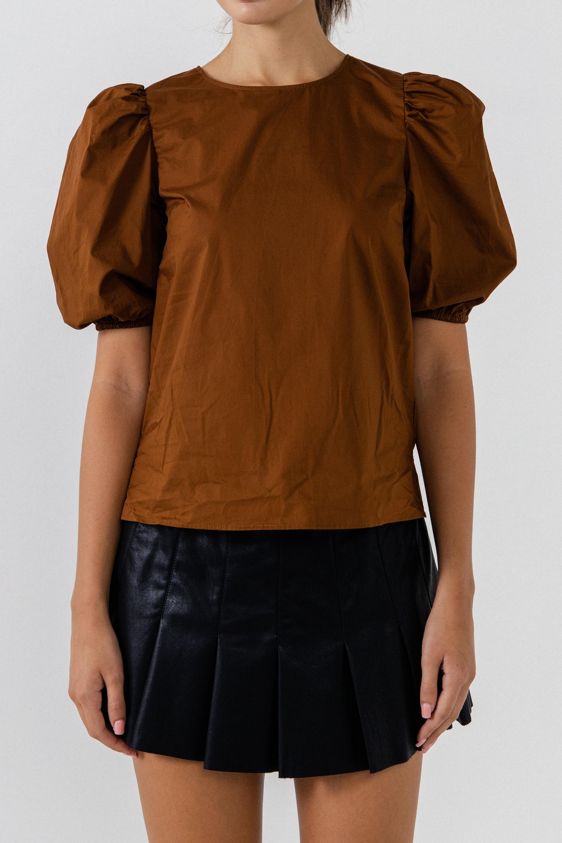 Poplin Puff Sleeve Top