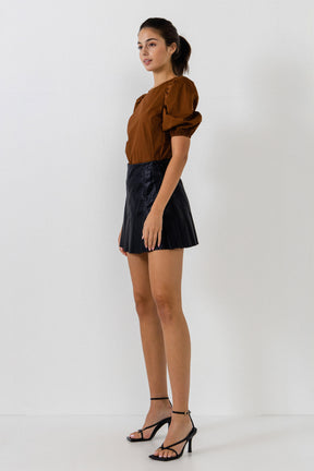 Poplin Puff Sleeve Top