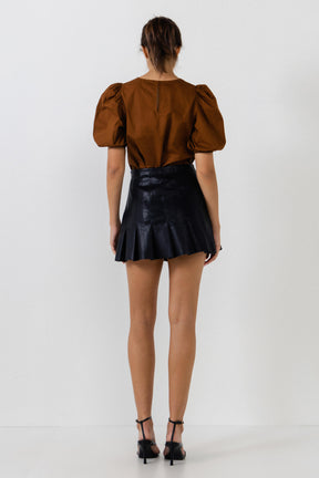 Poplin Puff Sleeve Top