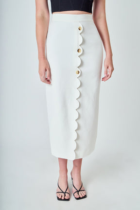 ENDLESS ROSE - Catherine Scallop Edge Linen Maxi Skirt - SKIRTS available at Objectrare