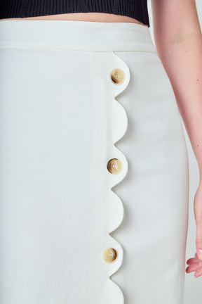 ENDLESS ROSE - Catherine Scallop Edge Linen Maxi Skirt - SKIRTS available at Objectrare