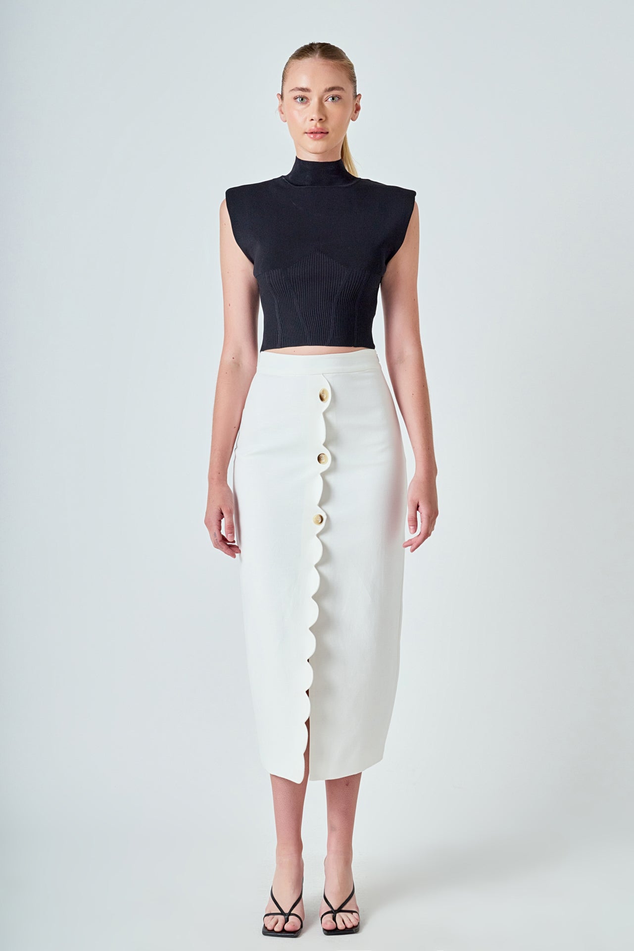 ENDLESS ROSE - Catherine Scallop Edge Linen Maxi Skirt - SKIRTS available at Objectrare