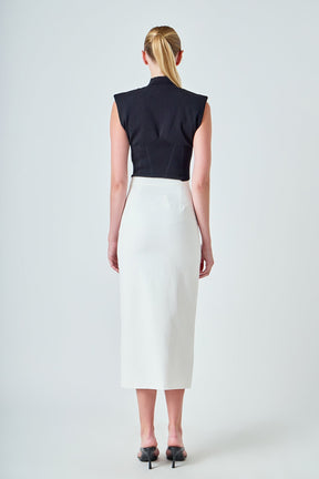 ENDLESS ROSE - Catherine Scallop Edge Linen Maxi Skirt - SKIRTS available at Objectrare