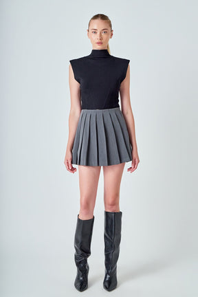 ENDLESS ROSE - Pleated Mini Skort - SKORTS available at Objectrare