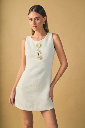 ENDLESS ROSE - Stacy Floral Trim Seamed Mini Dress - DRESSES available at Objectrare