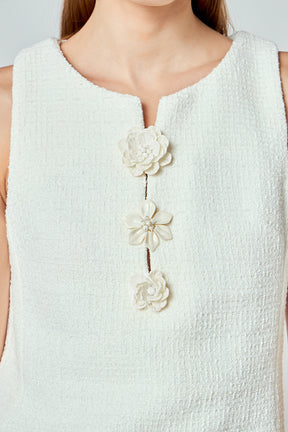 Stacy Floral Trim Seamed Mini Dress