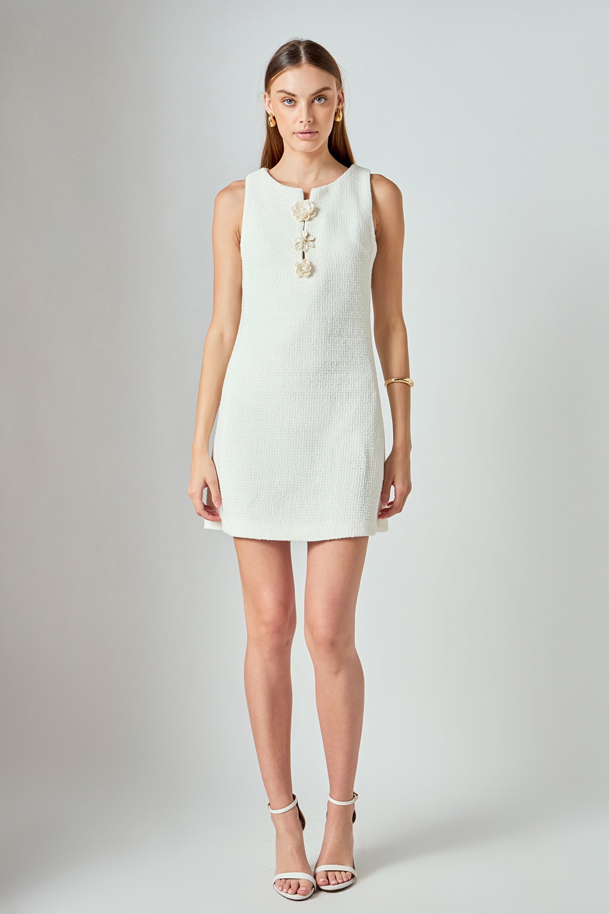 ENDLESS ROSE - Stacy Floral Trim Seamed Mini Dress - DRESSES available at Objectrare