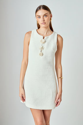 Stacy Floral Trim Seamed Mini Dress
