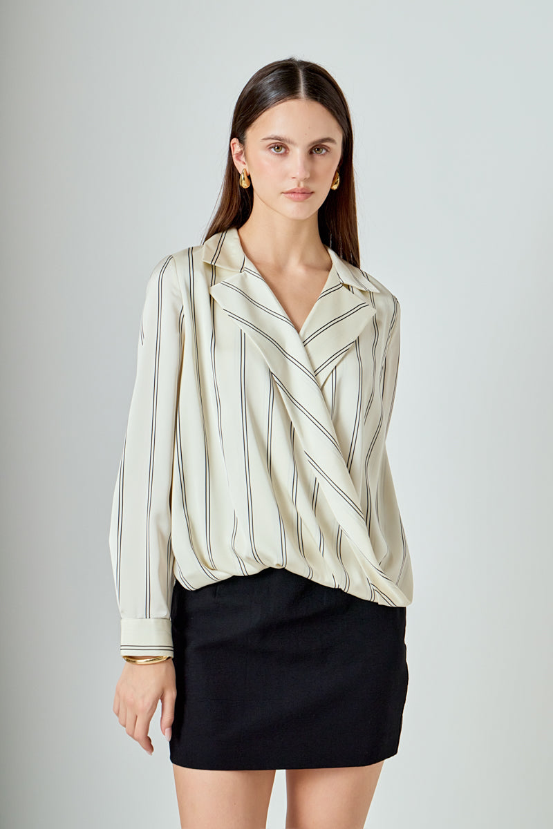 Striped Wrap Blouse